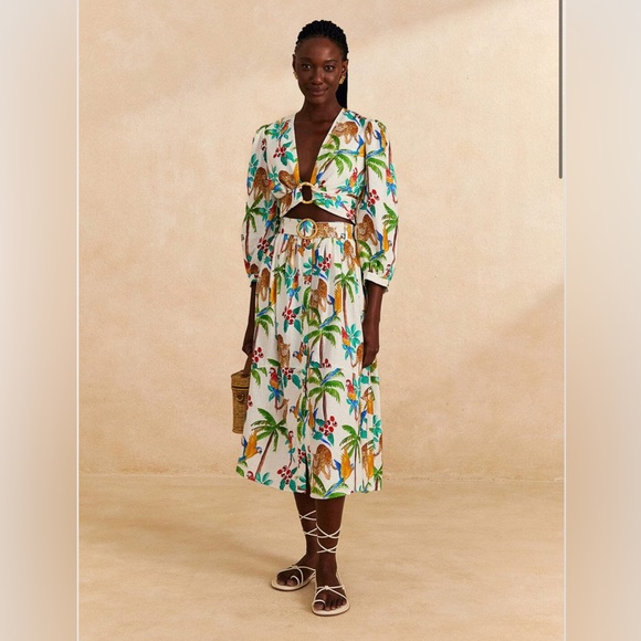 NWT FARM Rio Tropical Paradise Midi Skirt - Picture 1 of 9